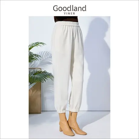 Goodland美地女装冬季通勤百搭显瘦垂感宽松束脚休闲裤图片