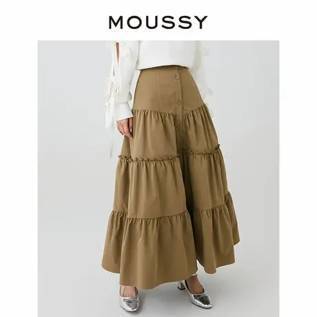 MOUSSY 夏季新品日系甜美风褶皱伞裙高腰半身裙028HS430-0271图片
