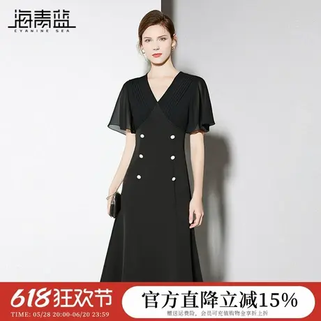 海青蓝 连衣裙夏女2025新款女装高级漂亮气质法式黑色度假裙子图片