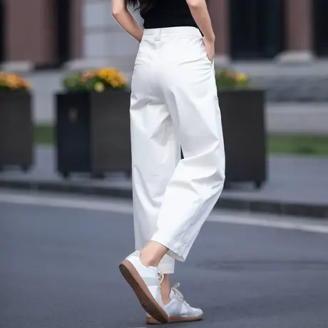 白色西装裤子女夏季薄款天丝女裤冰丝阔腿裤女2023年新款女休闲裤图片