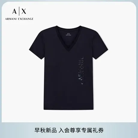 ARMANI EXCHANGE/阿玛尼2025夏季新款女士全棉V领短袖纯色T恤官方图片