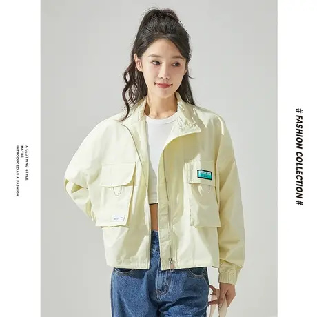[商场同款]唐狮春秋季短外套女立领大口袋贴标外套休闲百搭户外图片