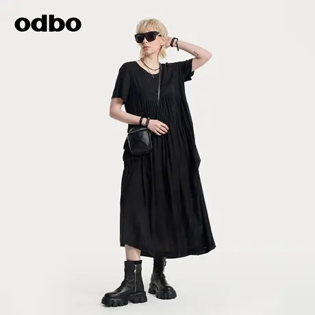odbo/欧迪比欧连衣裙女25新款夏季宽松显瘦中长款裙子高级感法式图片