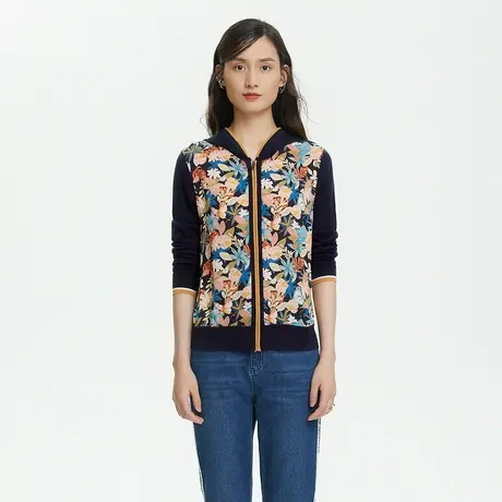 LANCY/朗姿女装22春夏连帽印花针织开衫外套女商场同款专柜正品商品大图