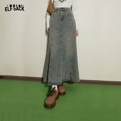【昕怡粉丝专享】妖精的口袋美式复古牛仔半身裙女2023秋季新款图片