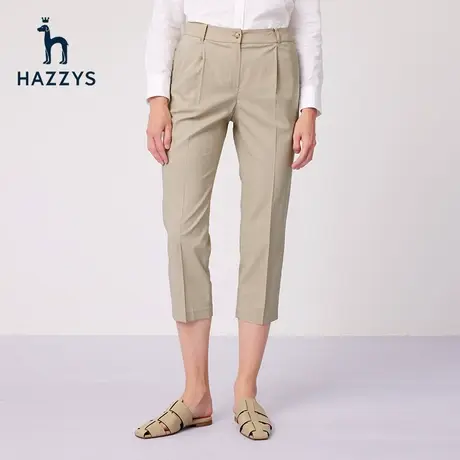 Hazzys哈吉斯夏季修身八分裤英伦风新款潮流休闲裤女图片