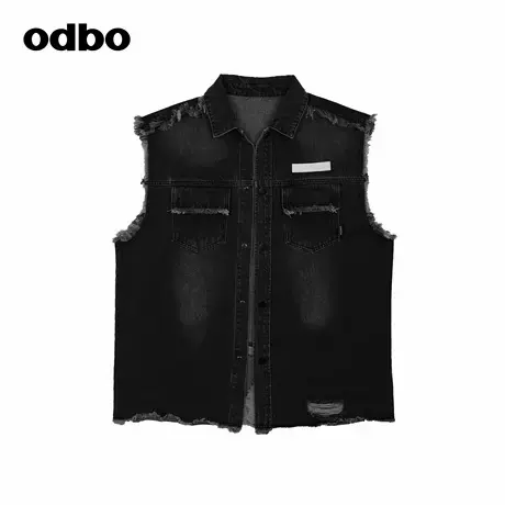 odbo/欧迪比欧美式复古风水洗牛仔马甲新款外套男女同款个性上衣图片