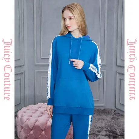 Juicy Couture橘滋2023新款美式甜心logo撞色条连帽女式卫衣图片