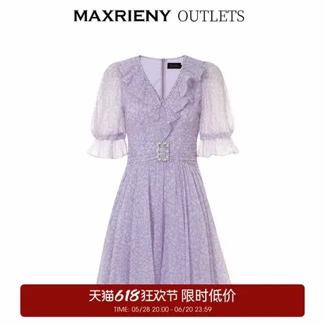 【奥莱】MAXRIENY欧式园艺风碎花茶歇裙雪纺连衣裙图片