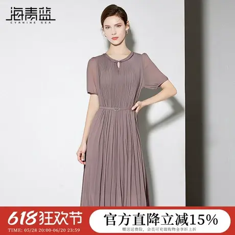 海青蓝 高端连衣裙夏女2025新款女装时尚气质休闲中长款通勤裙子图片