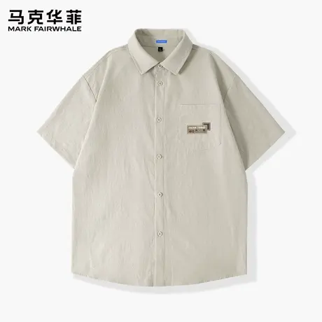 马克华菲衬衫男夏季2025新款美式工装宽松半袖男士冰丝短袖衬衣X图片