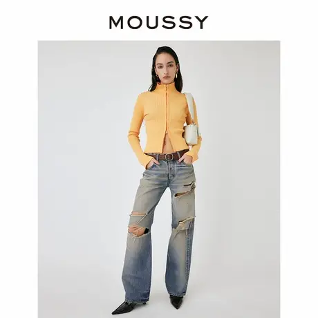 MOUSSY 春季新品磨损破洞做旧低腰直筒牛仔裤女010HSA11-0730图片