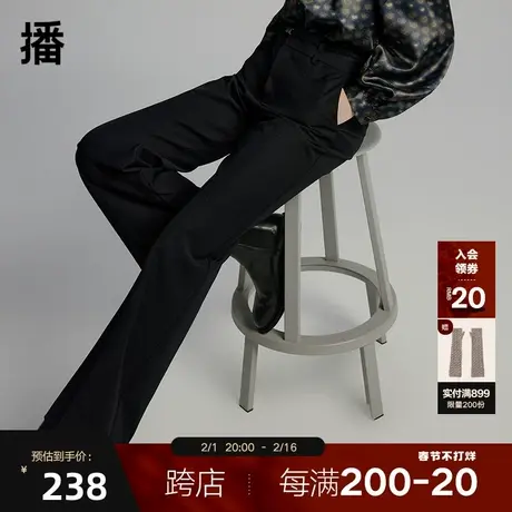 播春季新款腰带利落直筒简约通勤通勤直筒裤女BDP1KD0109图片