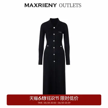 【奥莱】MAXRIENY精致复古感毛织连衣裙羊毛针织长裙图片