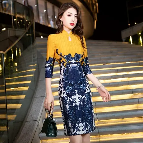 旗袍小礼服晚礼服女法式宴会洋装名媛主持平时可穿包臀气质连衣裙图片