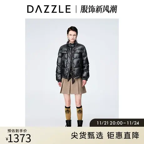 DAZZLE地素奥莱黑色小香高级修身白鸭绒泡芙面包羽绒服外套上衣女图片