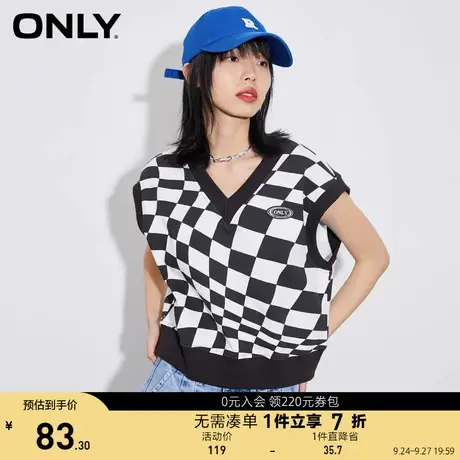 ONLY奥莱夏季棋盘格学院风宽松针织马甲卫衣女图片