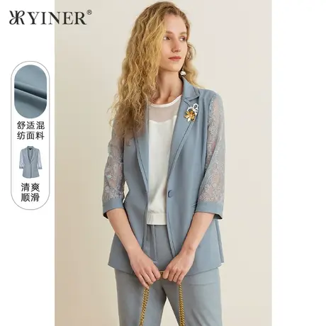 YINER音儿女装夏季蕾丝七分袖小西装都市风短外套图片