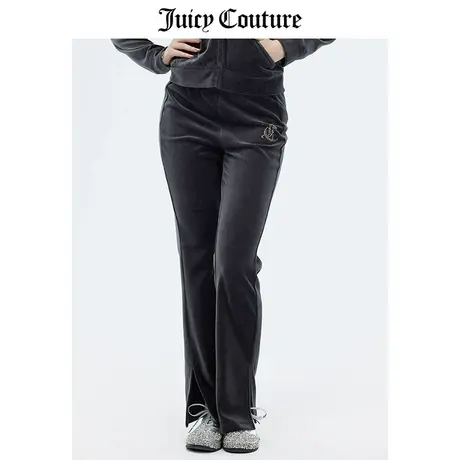 Juicy Couture橘滋休闲裤女春季新款美式运动微喇开衩天鹅绒长裤图片