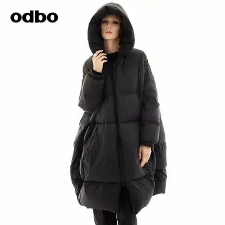 odbo/欧迪比欧时尚设计感中长款外套女2024年秋季新款鹅绒羽绒服图片
