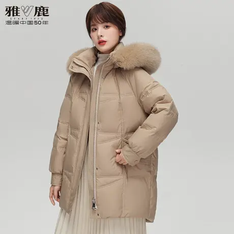 雅鹿大狐狸毛领羽绒服女短款2022冬季新款小个子休闲宽松保暖外套图片