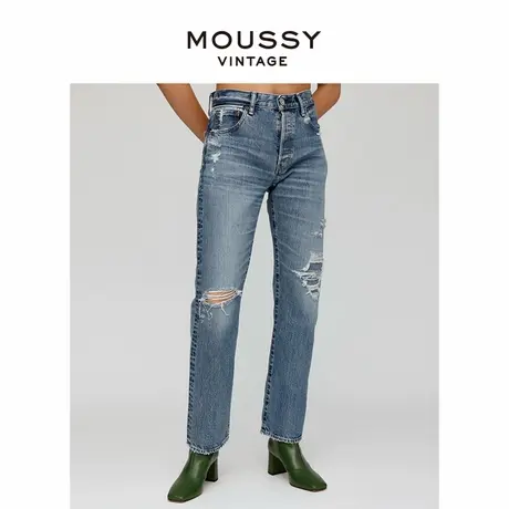 MOUSSYVINTAGE 破洞做旧直筒裤牛仔裤540FAC11-2450图片