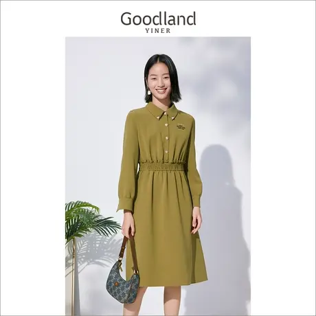 音儿美地女装2022冬季新款长袖收腰气质名媛衬衫polo连衣裙图片