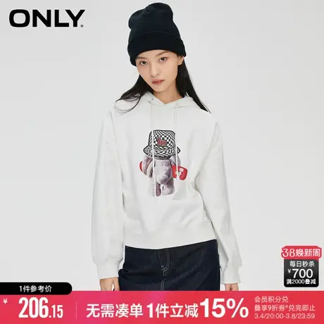 ONLY冬季时尚印花连帽宽松落肩长袖卫衣女|12319S003图片