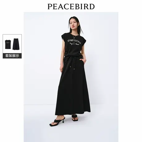 【来了就好】太平鸟时尚运动套夏印花无袖设计感上衣高级感潮流图片