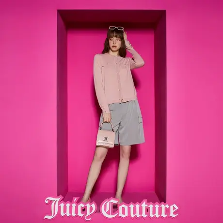 Juicy Couture橘滋2023新款甜美淑女珍珠扣开襟女针织衫图片