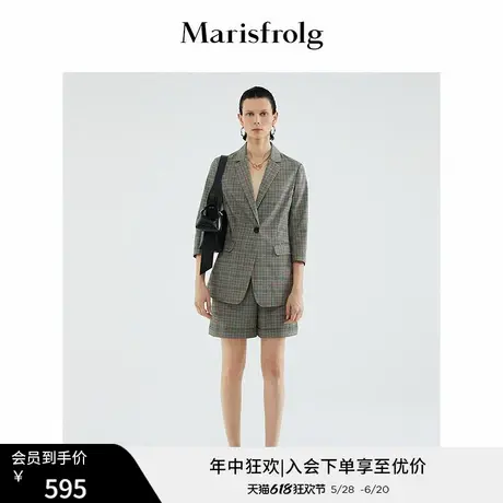 【意大利进口面料】玛丝菲尔夏季新款气质英伦格纹西装短裤女图片