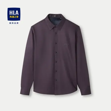 HLA/海澜之家暖绒长袖衬衫2023秋冬新款休闲领烫印加厚保暖上衣男图片
