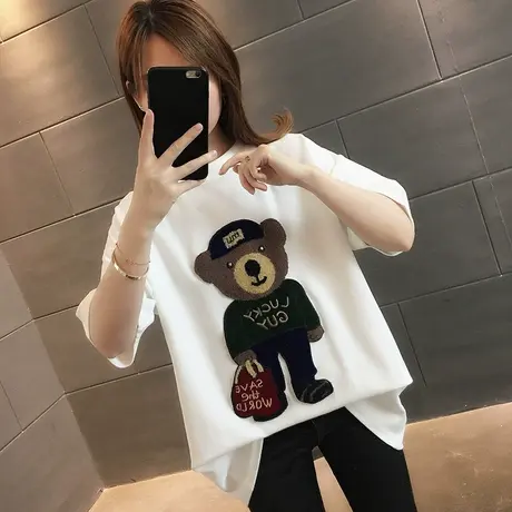 女装2024年新款春季春装纯棉短袖T恤宽松上衣服设计感打底衫爆款图片