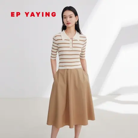 EP YAYING雅莹女装 含绵羊毛针织拼接连衣裙 2024春装新品4610A图片