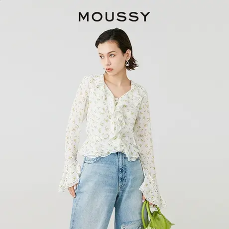 MOUSSY 夏季新品法式优雅甜美风春游碎花衬衫女028HSZ30-0511图片