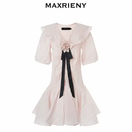 【奥莱】MAXRIENY飘带立体花娃娃裙秋季连衣裙短裙图片