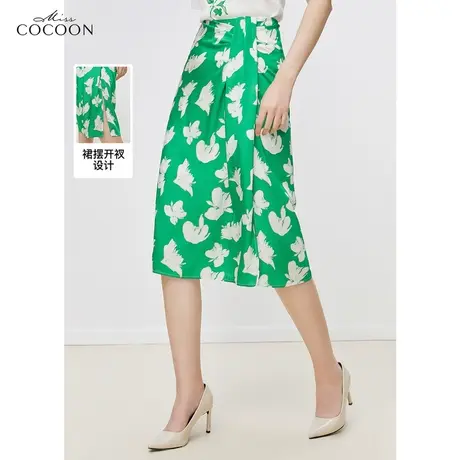 missCOCOON轻熟风印花半身裙女2023新款夏季高腰显瘦设计感直筒裙图片