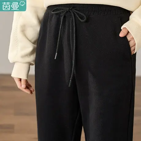 茵曼松紧腰休闲运动裤女束脚卫裤2023新款春秋款哈伦裤子直筒长裤图片