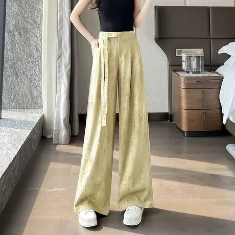 时尚气质休闲裤2025年夏季新款女休闲宽松直筒通勤百搭阔腿长裤图片