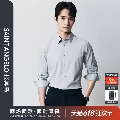 【商场同款】报喜鸟2024秋季新款男士商务正装长袖衬衫衬衣星宇灰图片