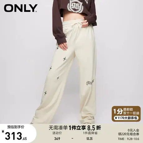 【买5免1】ONLY奥莱2023秋季新款时尚百搭高腰刺绣阔腿长裤休闲裤图片