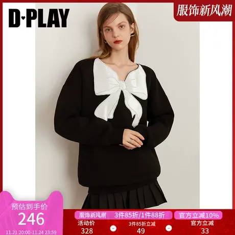 DPLAY德帕拉秋装款蝴蝶结宽松显瘦卫衣ins休闲套头卫衣长袖上衣图片