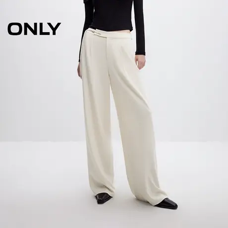 ONLY奥莱2025夏季新款新中式盘扣设计宽松阔腿休闲裤女图片