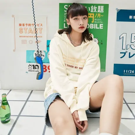 唐狮女款卫衣春秋季连帽宽松oversize圆领上衣ins潮美式外套流行图片