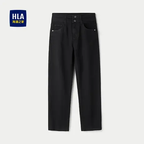 HLA/海澜之家宽松牛仔裤25春秋新款五袋款双排扣时尚高腰裤子女装图片