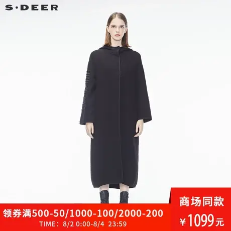 sdeer圣迪奥秋装新款帽刺绣包边风衣外套女S18381830图片