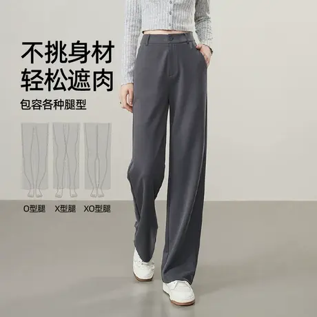 逸阳莱赛尔棉窄版直筒西装裤女2025年春新款高腰垂感白色阔腿裤子图片