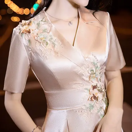 晚礼服女高端气质洋气年轻喜婆婆妈妈参加婚礼婚宴结婚夏季连衣裙图片