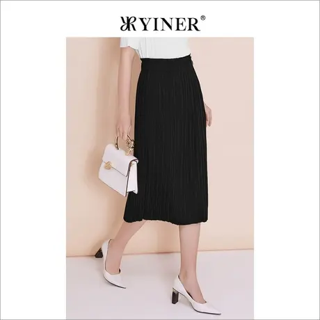YINER音儿女装夏季法式优雅时尚过膝半身裙通勤百搭图片