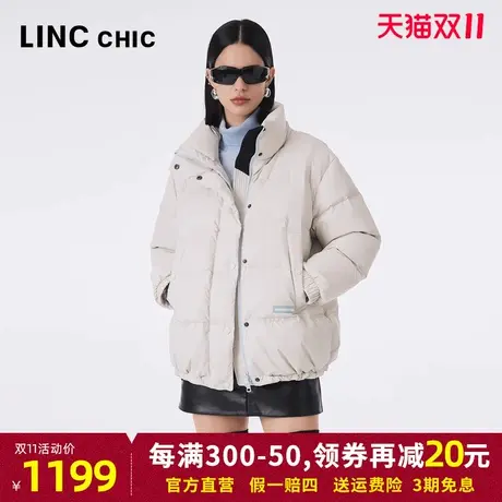 LINCCHIC金羽杰羽绒服女2023秋冬新款通勤简约立领加厚短款面包服图片